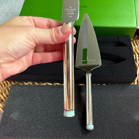 Kate Spade Lenox Take The Cake Silver Two Piece Dessert Set - Picture 5 of 14